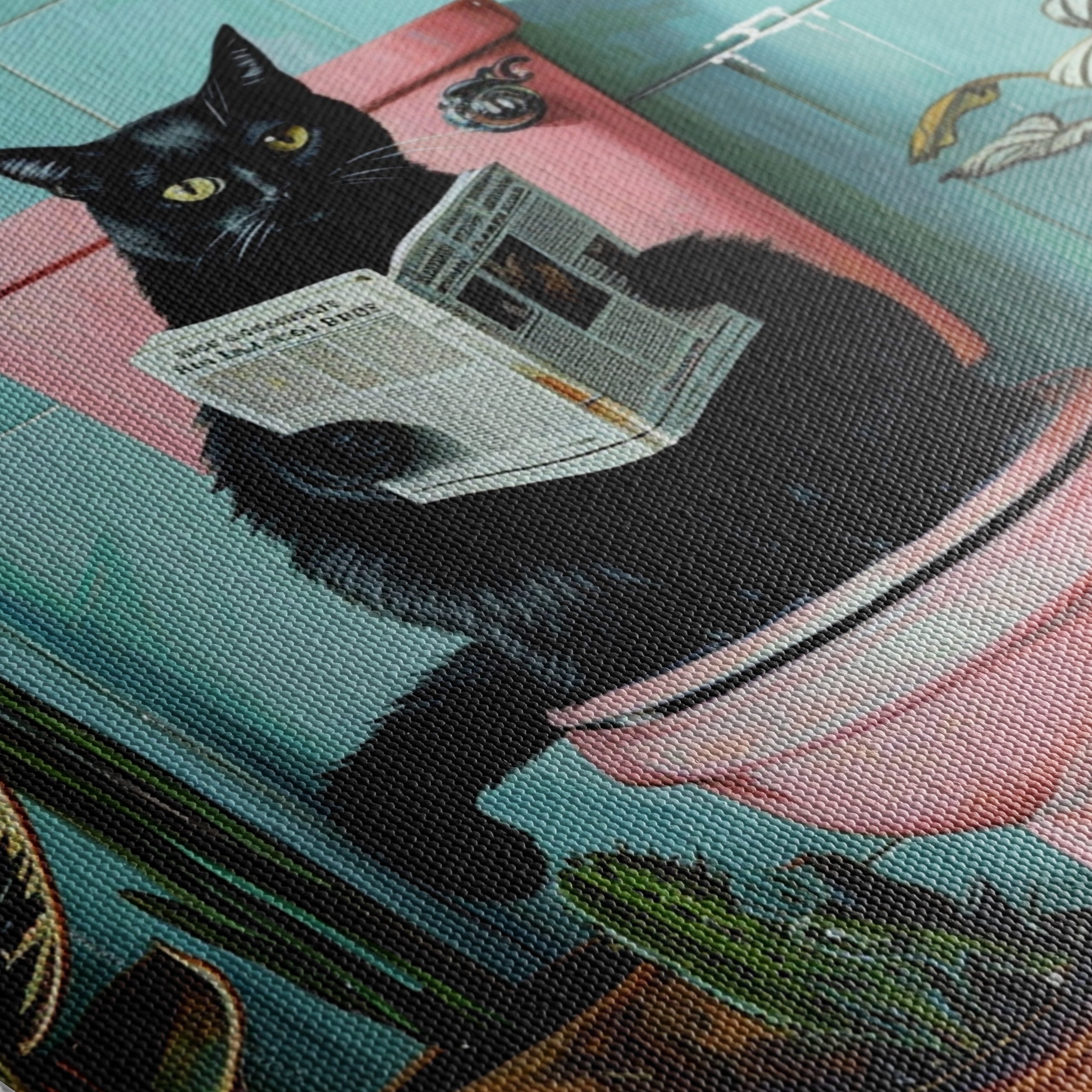 Whimsical Cat Reading in the Bathroom - Image 5