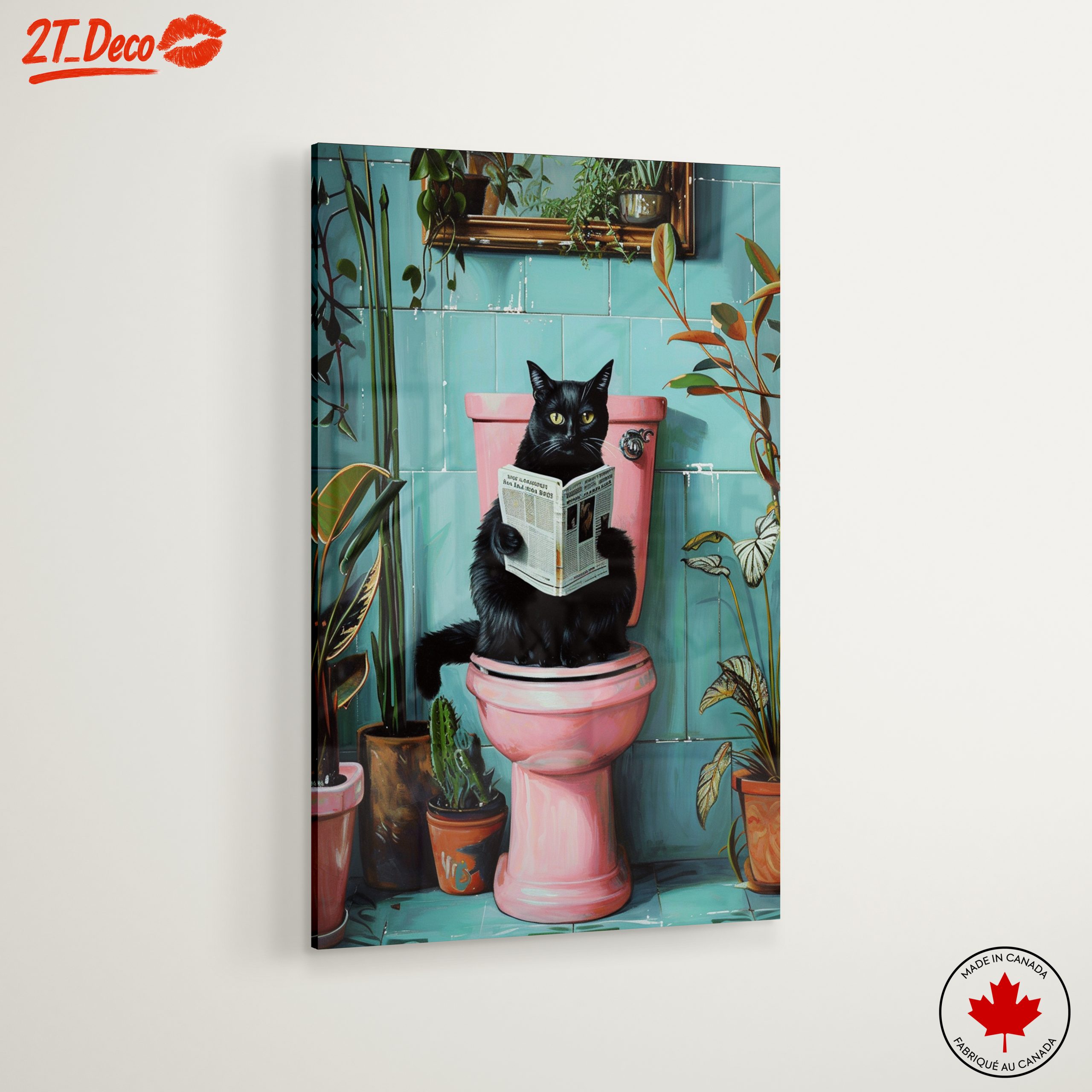 Whimsical Cat Reading in the Bathroom - Image 6