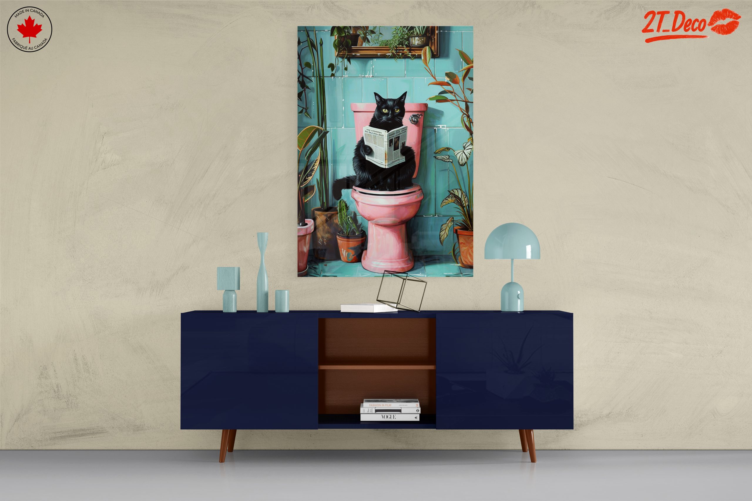 Whimsical Cat Reading in the Bathroom - Image 8