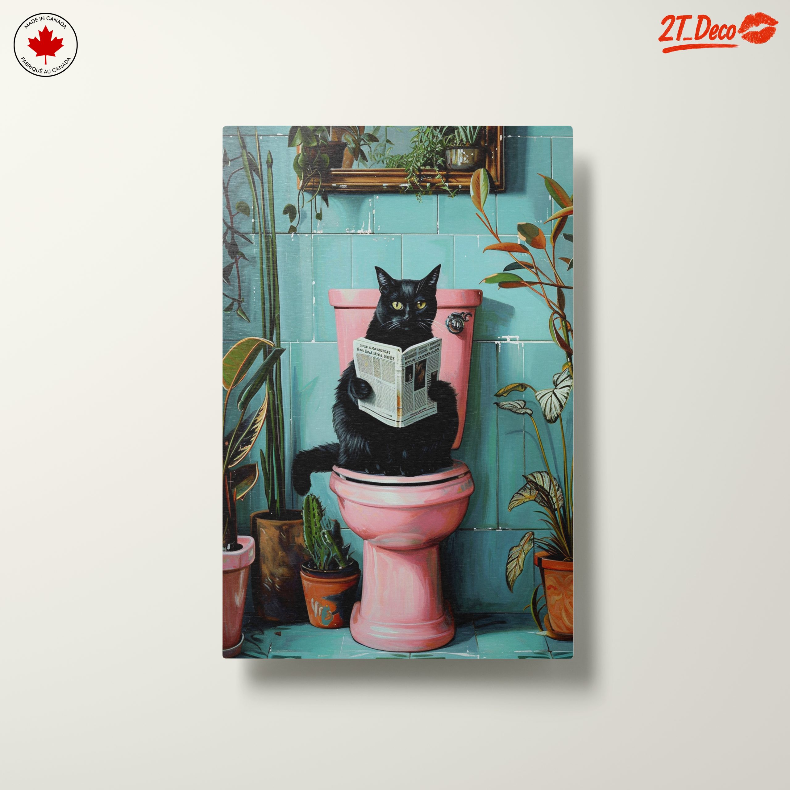 Whimsical Cat Reading in the Bathroom - Image 10