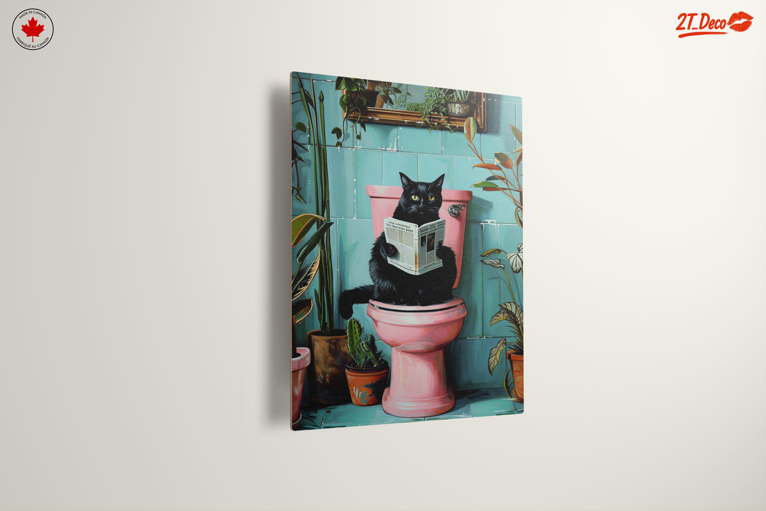 Whimsical Cat Reading in the Bathroom - Image 13