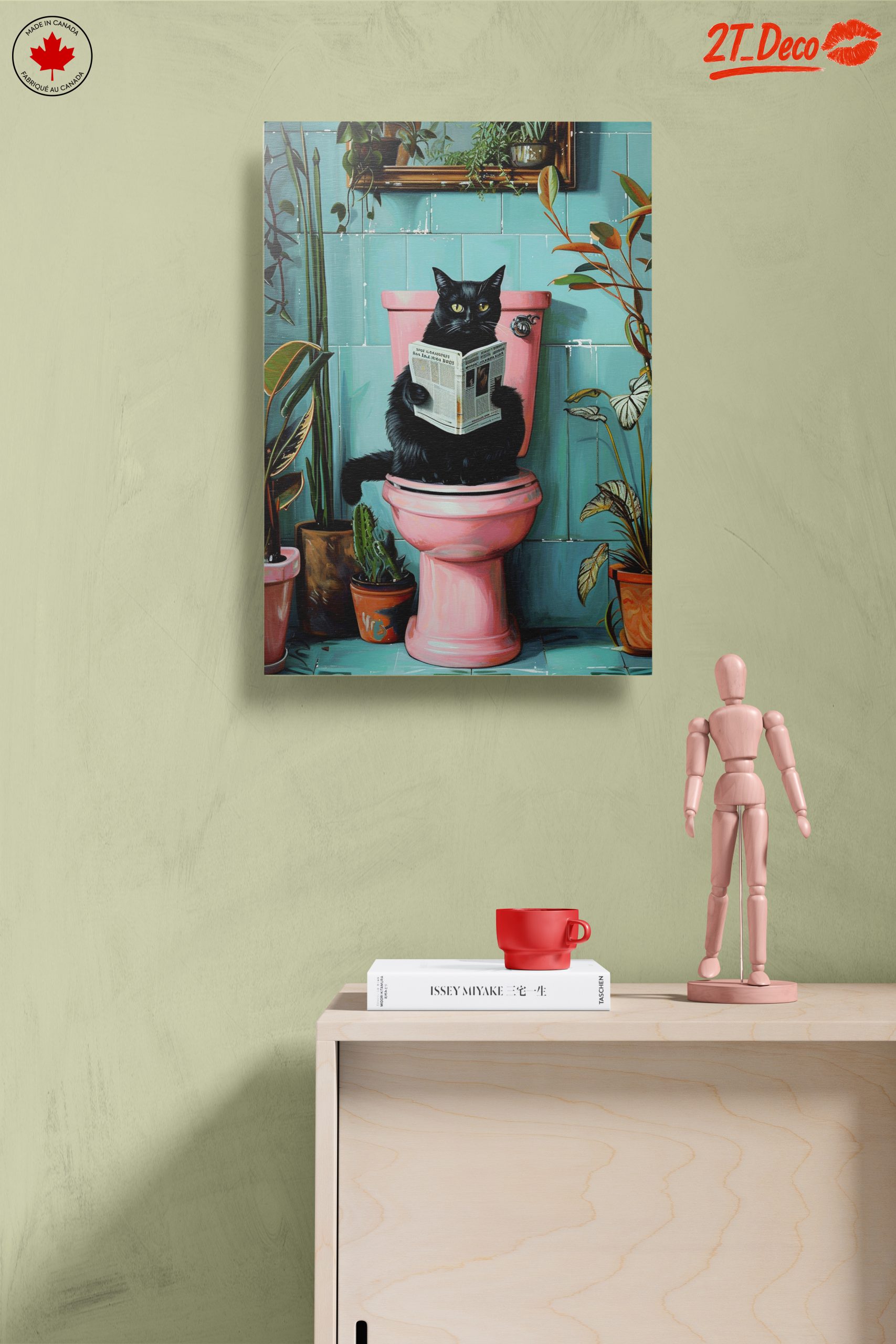 Whimsical Cat Reading in the Bathroom - Image 14