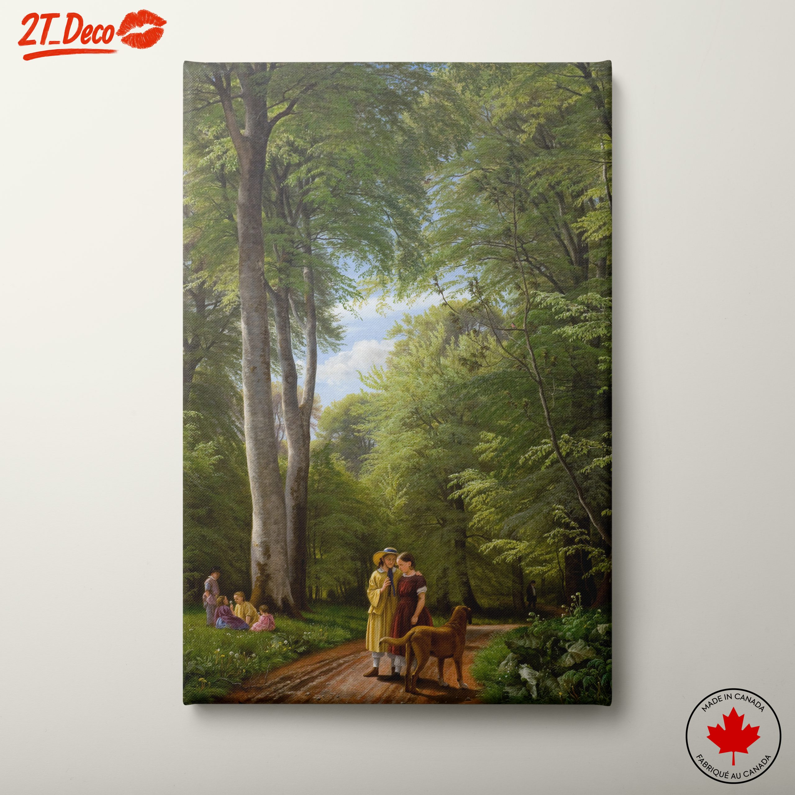 Charming Forest Scene with Children and Dog