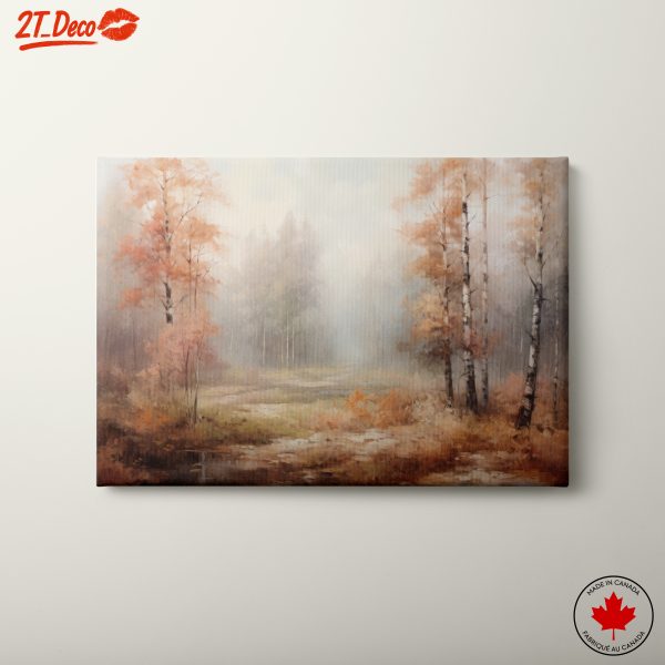 Serene Autumn Landscape with Misty Forest