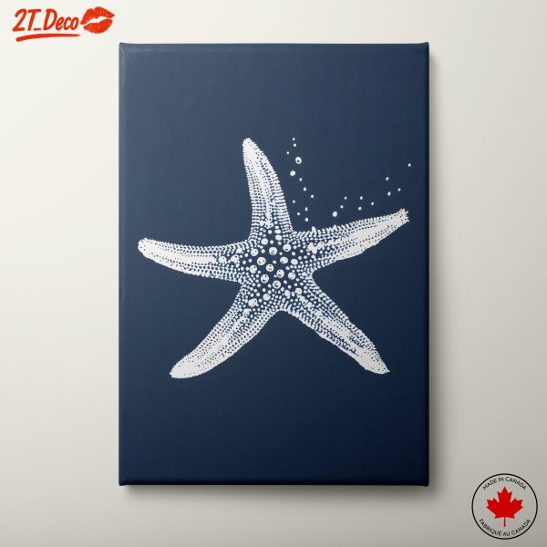 Abstract Starfish Art on Deep Blue Background