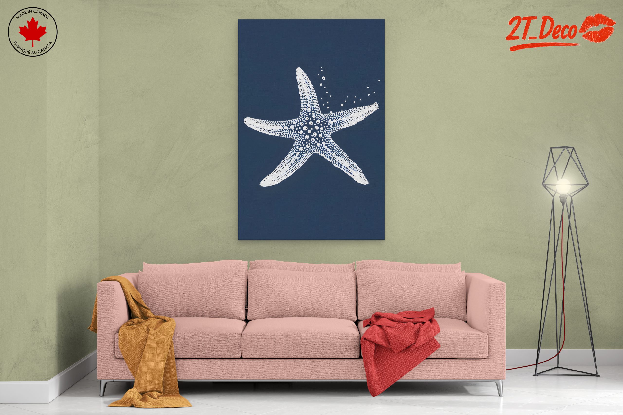 Abstract Starfish Art on Deep Blue Background - Image 2