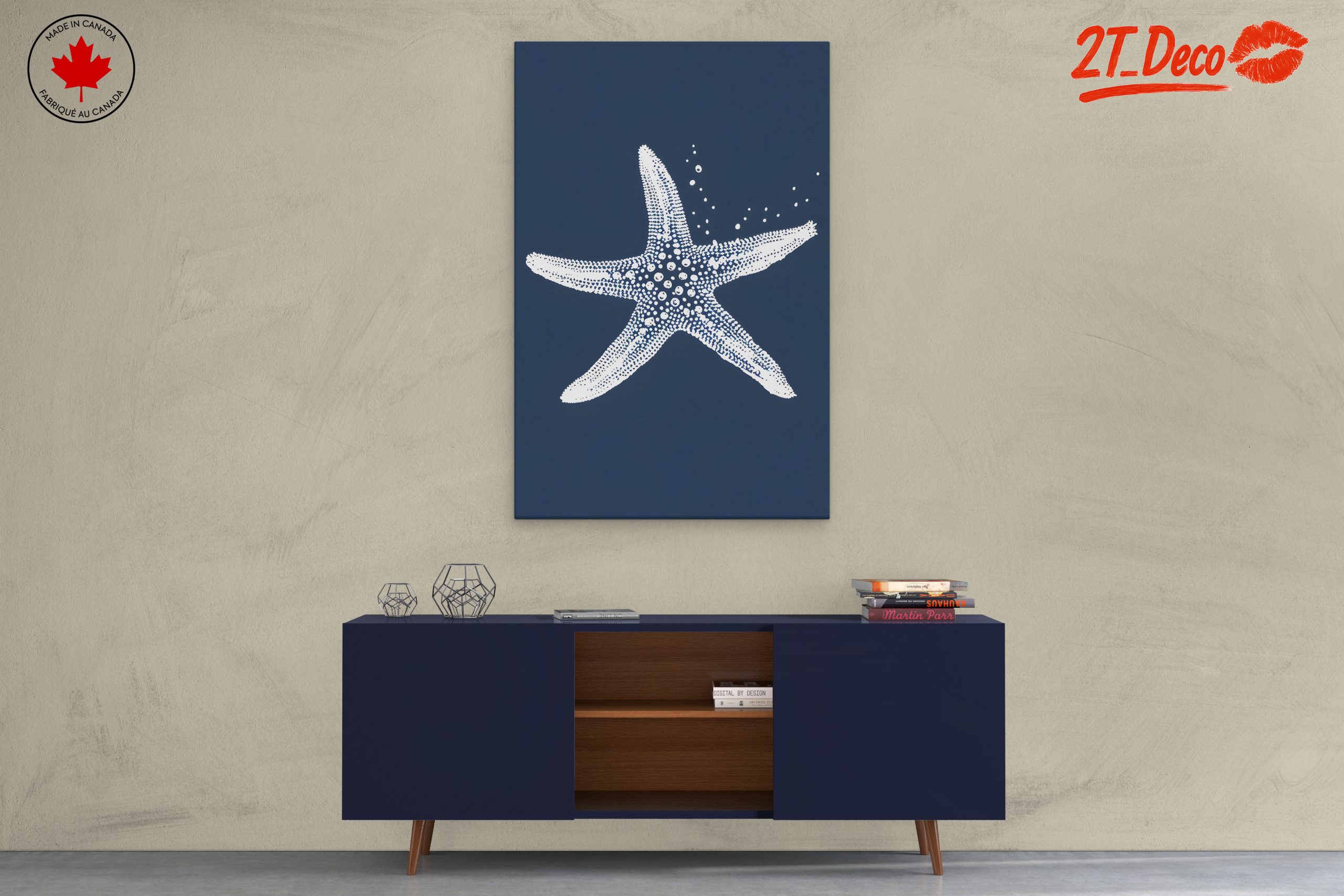 Abstract Starfish Art on Deep Blue Background - Image 3