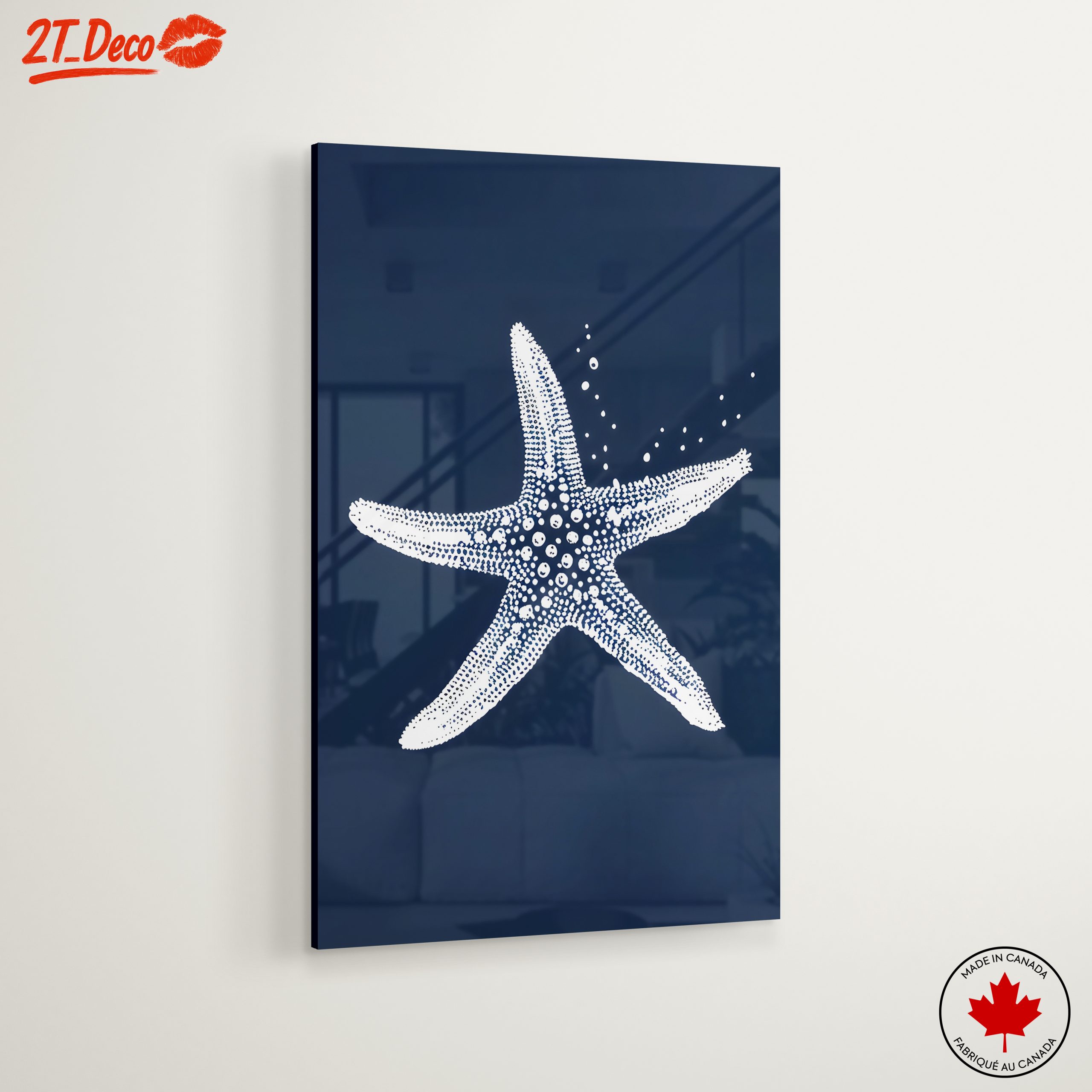 Abstract Starfish Art on Deep Blue Background - Image 6