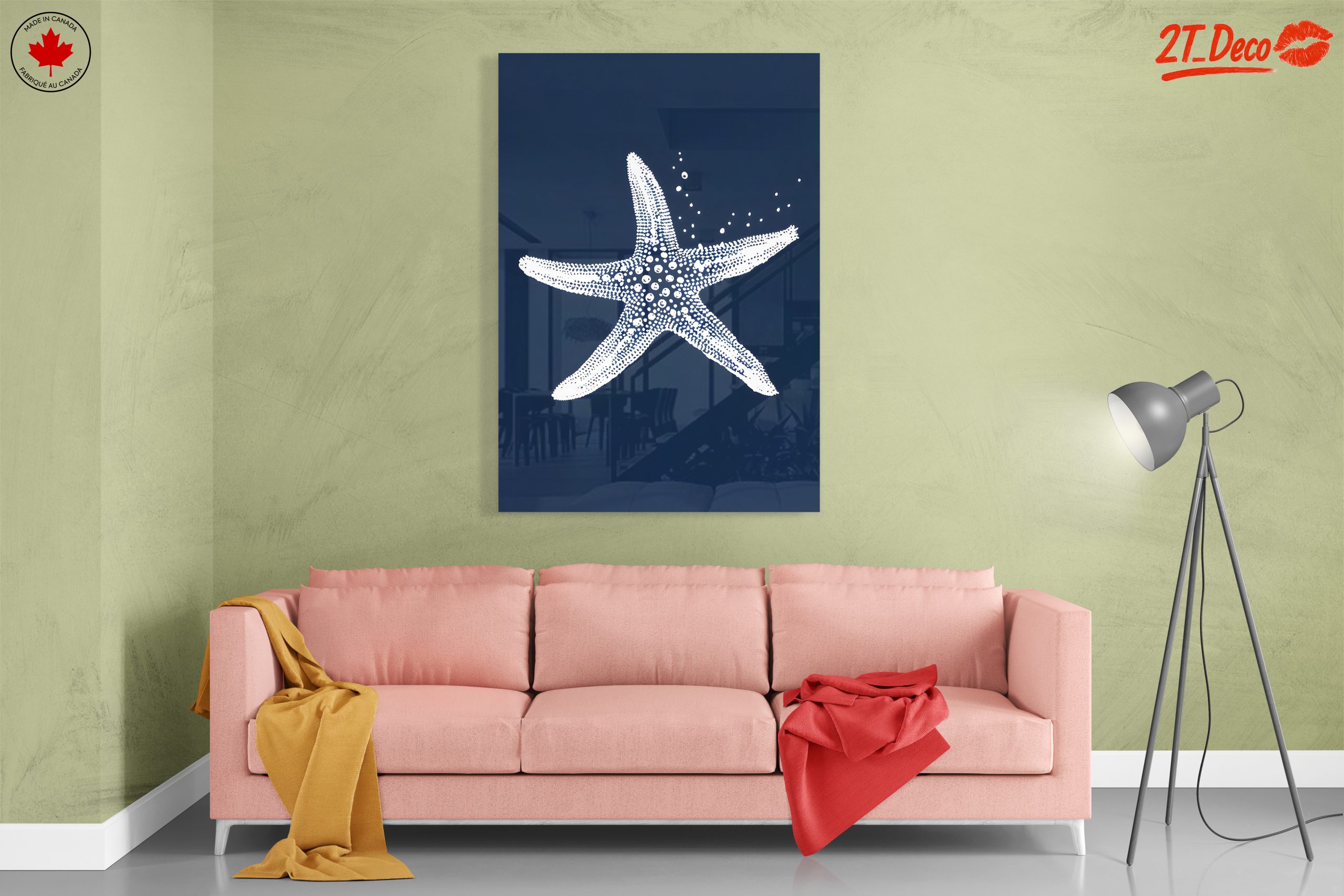 Abstract Starfish Art on Deep Blue Background - Image 7