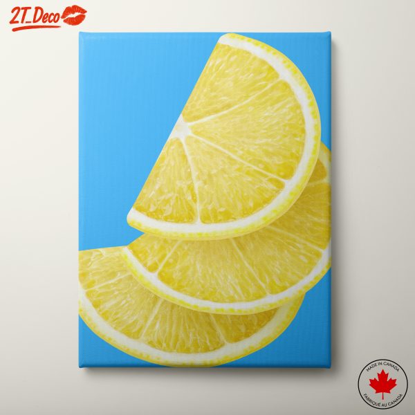 Stylized Lemon Slices on Bright Blue Background