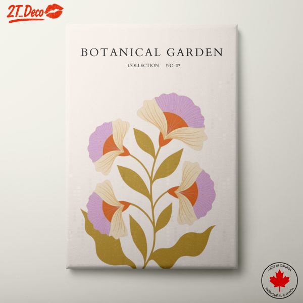 Stylized Botanical Garden Art Featuring Colorful Flowers