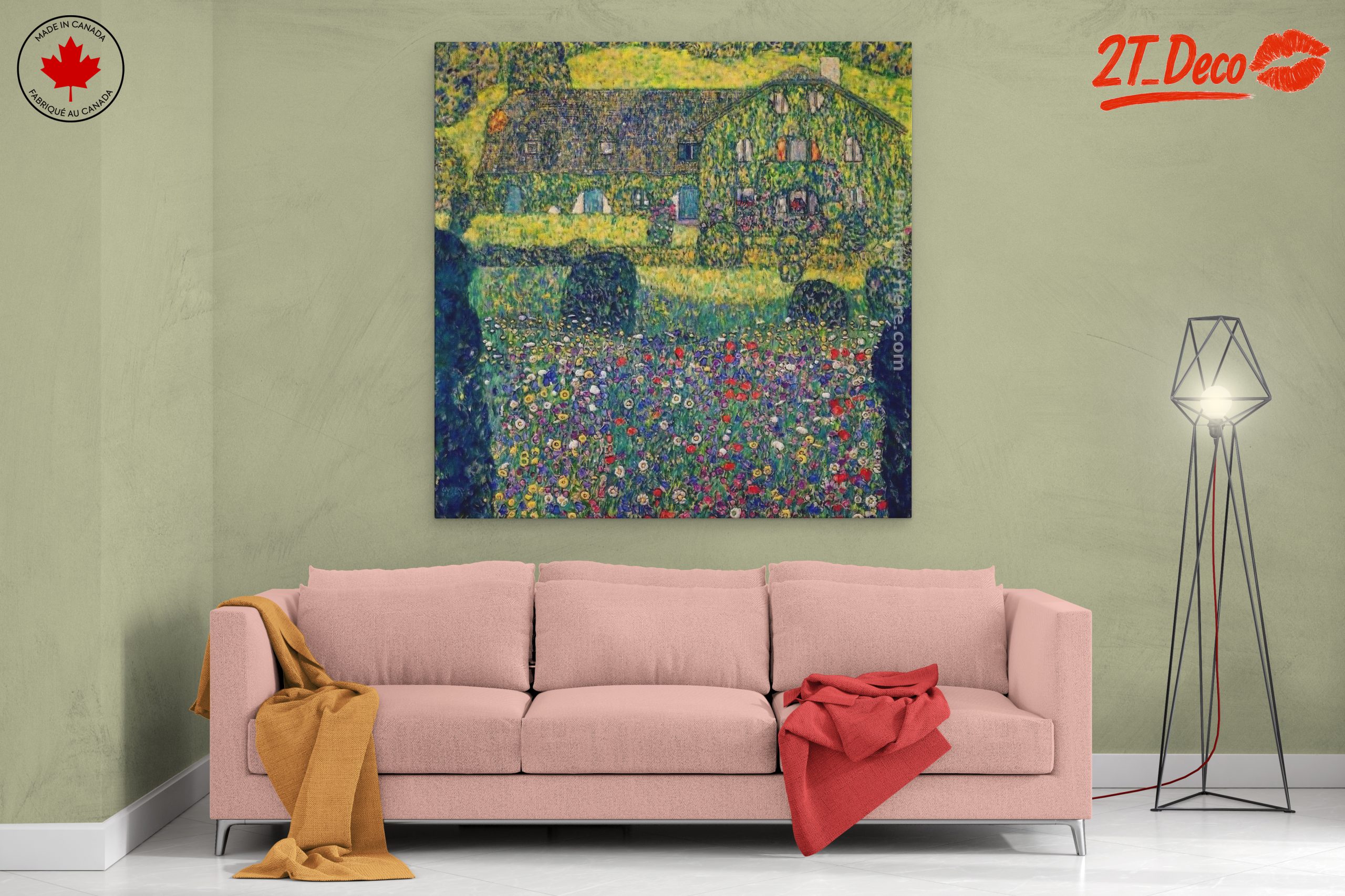 Vibrant Floral Landscape with House - Image 2