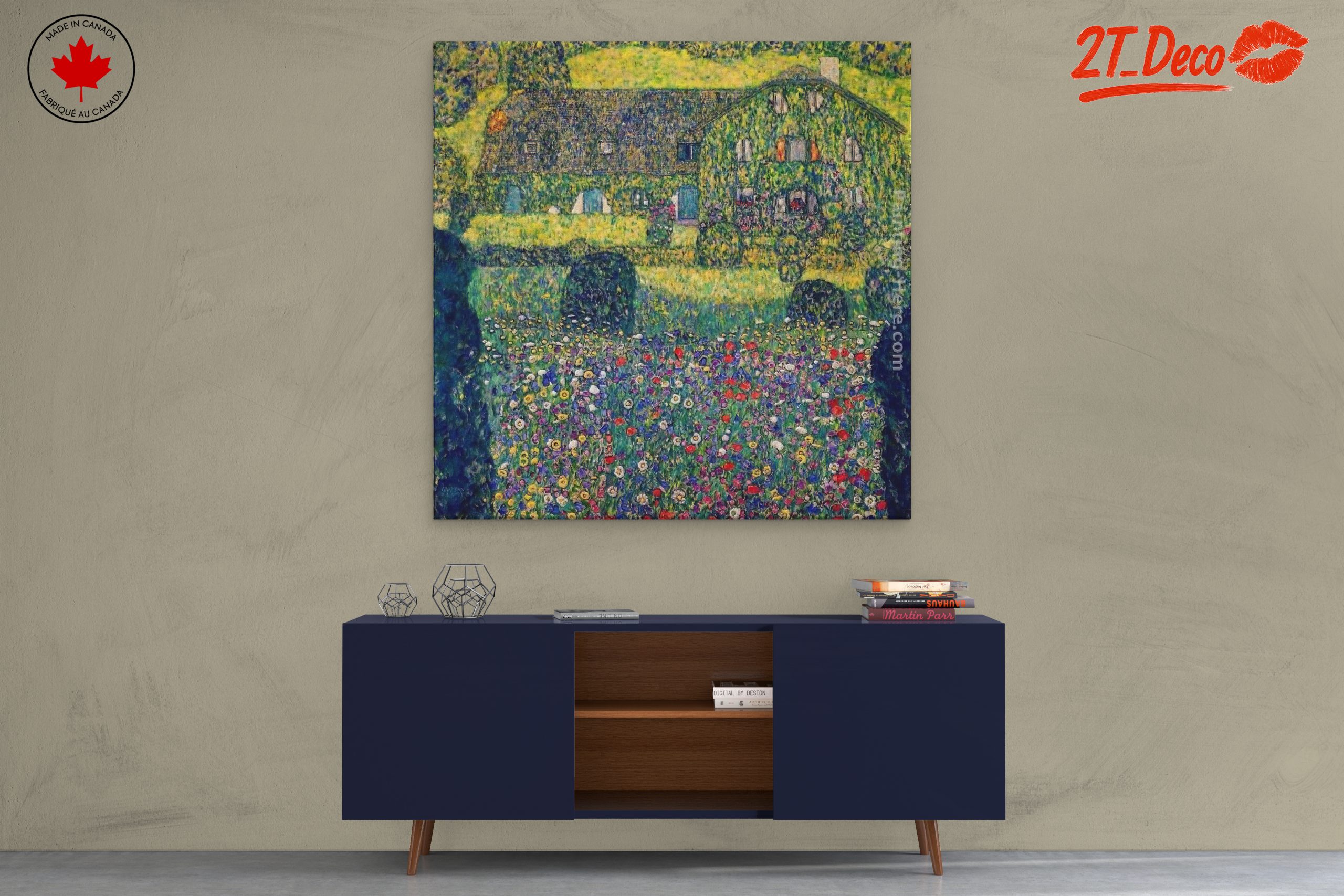 Vibrant Floral Landscape with House - Image 3