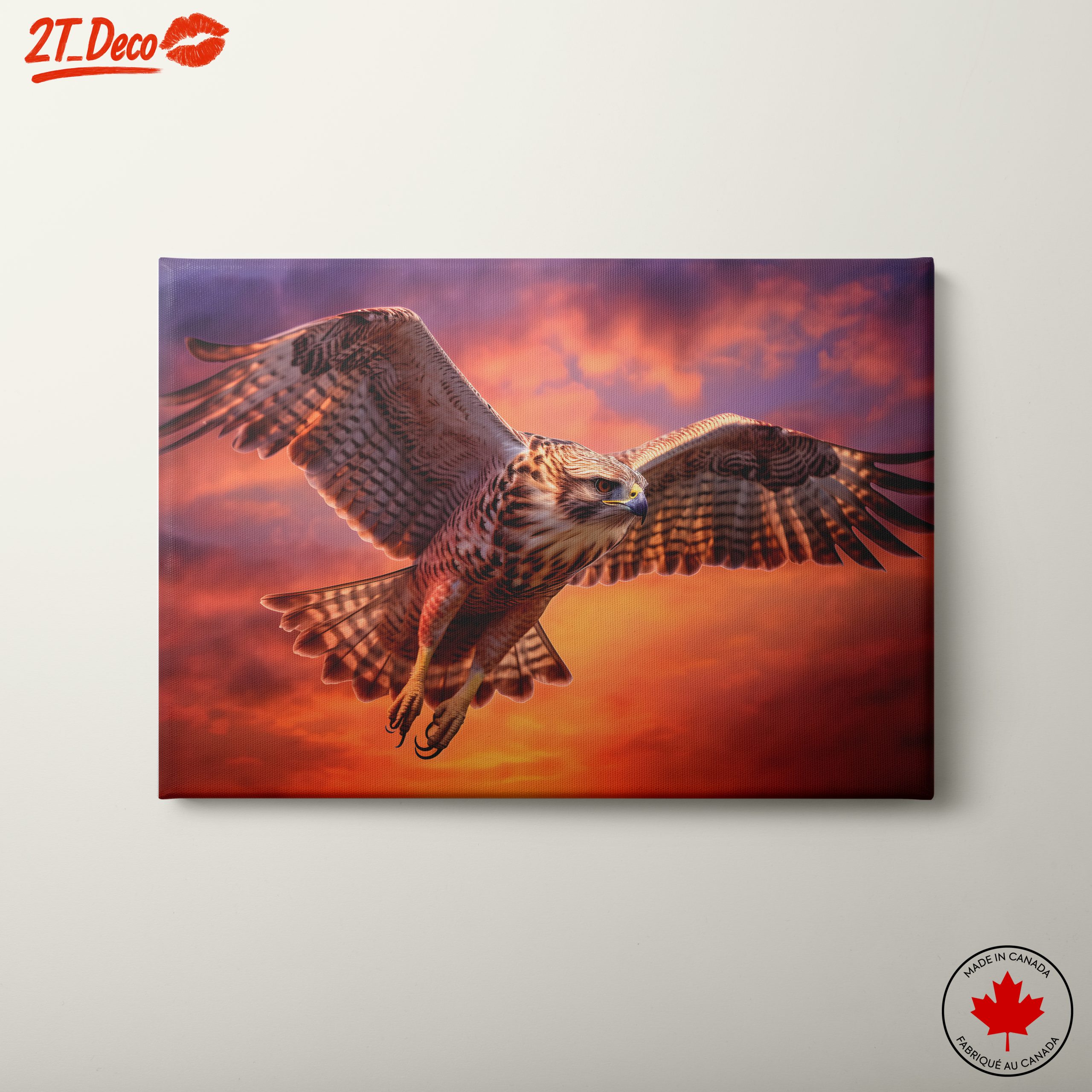 Majestic Hawk in Flight Against a Vibrant Sky