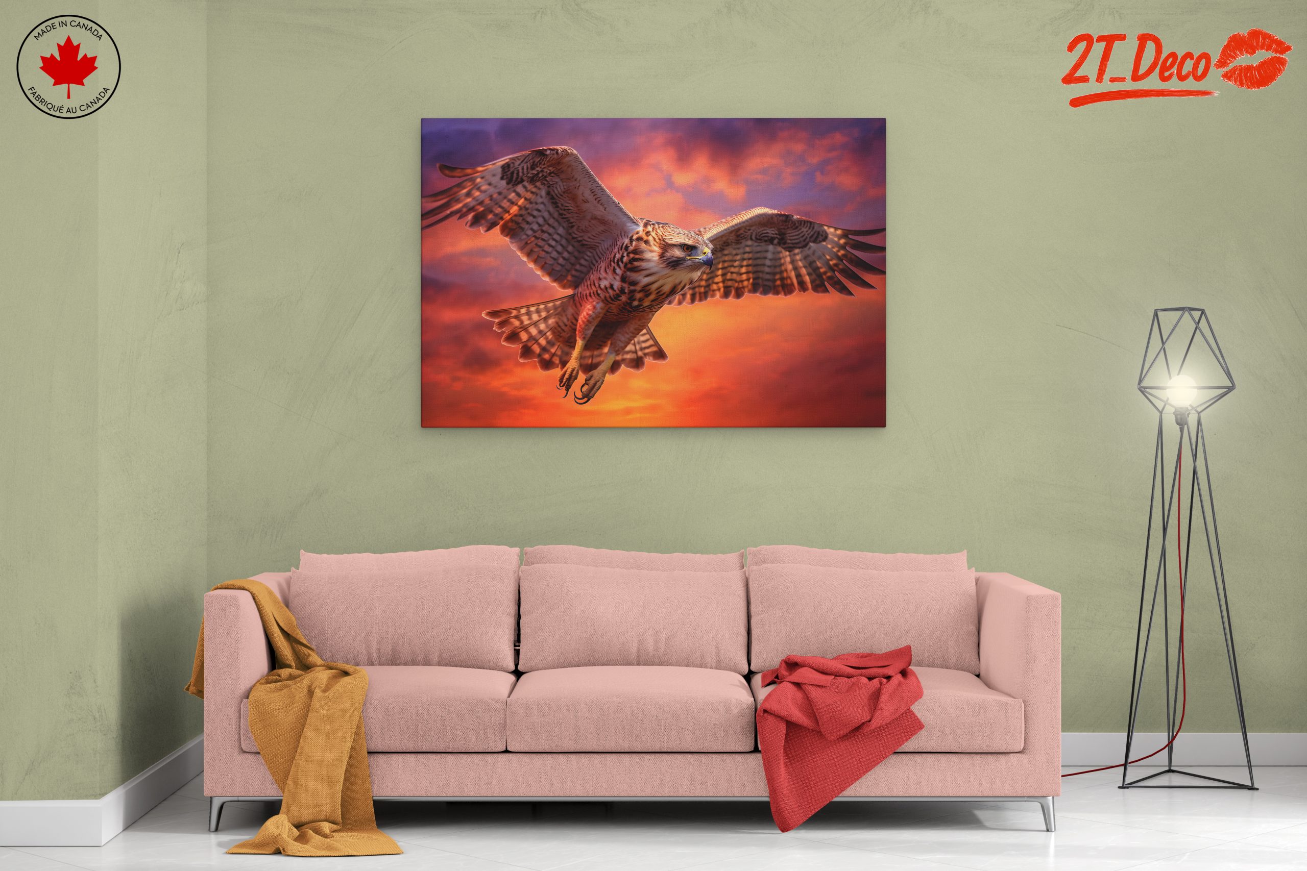 Majestic Hawk in Flight Against a Vibrant Sky - Image 2