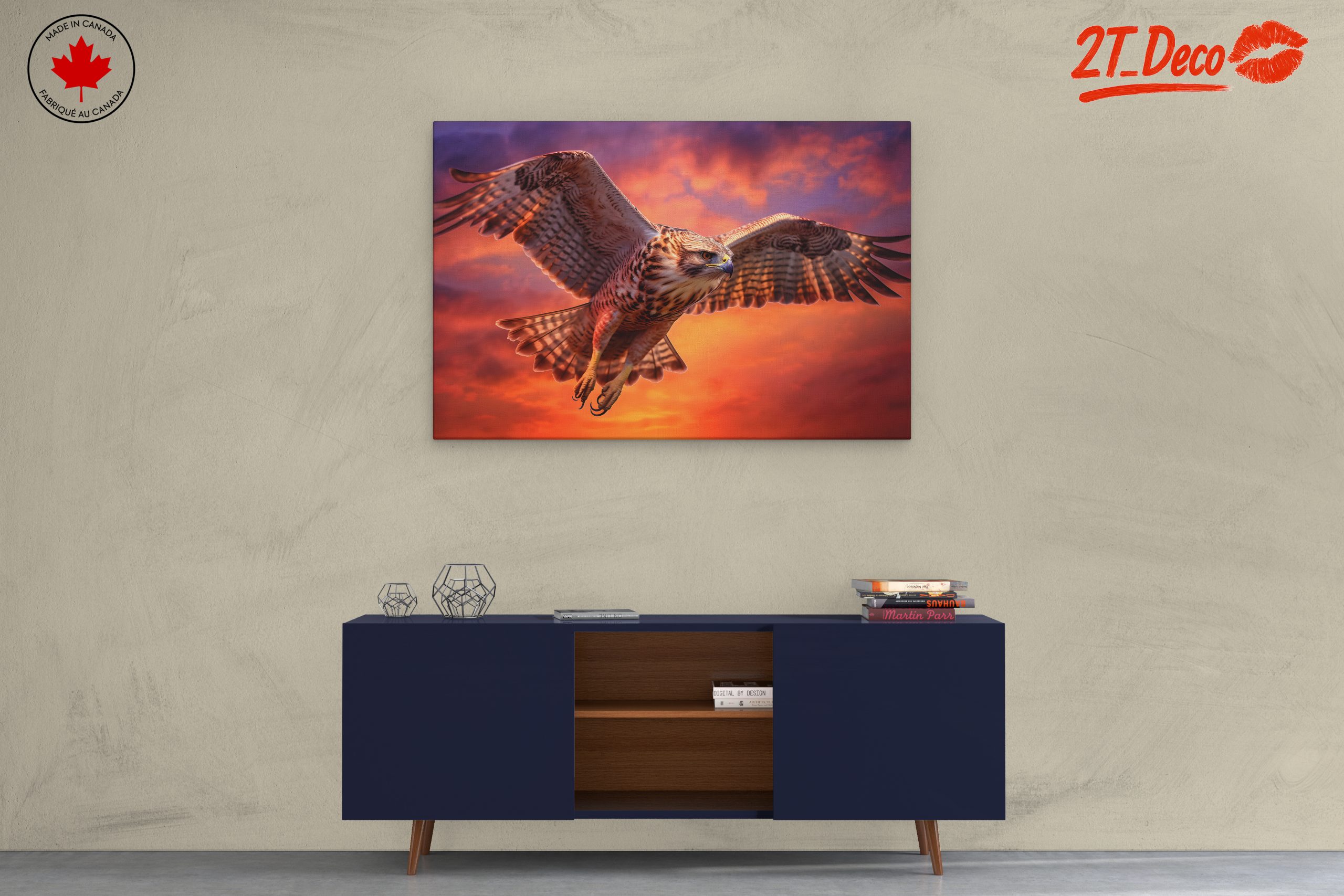Majestic Hawk in Flight Against a Vibrant Sky - Image 3
