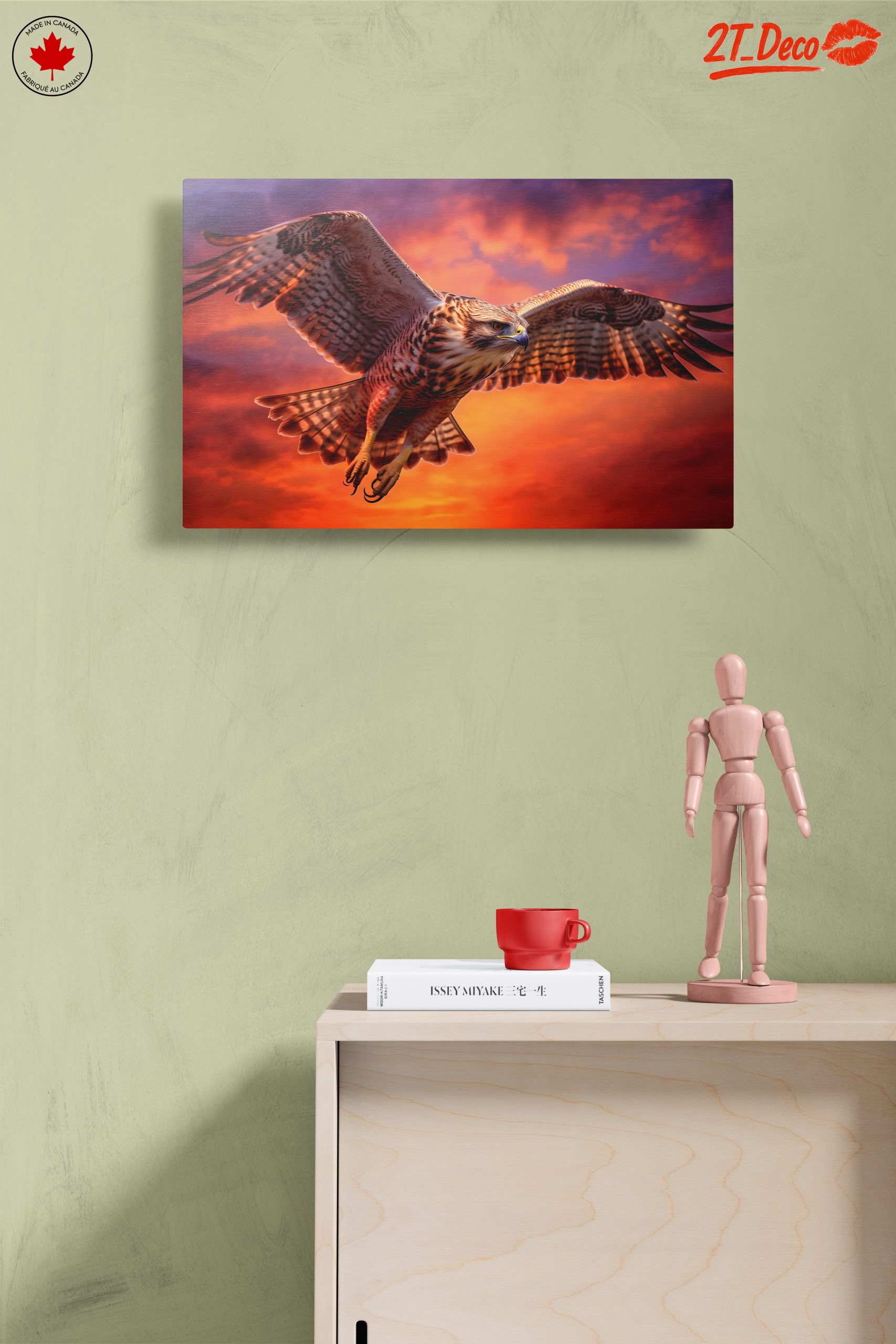 Majestic Hawk in Flight Against a Vibrant Sky - Image 14