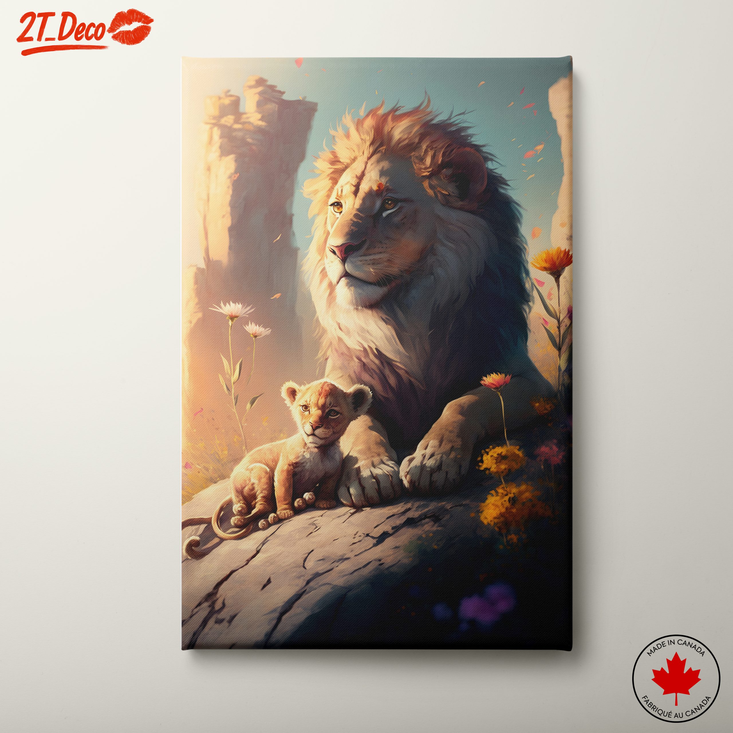 Adorable Lion and Cub Illustration