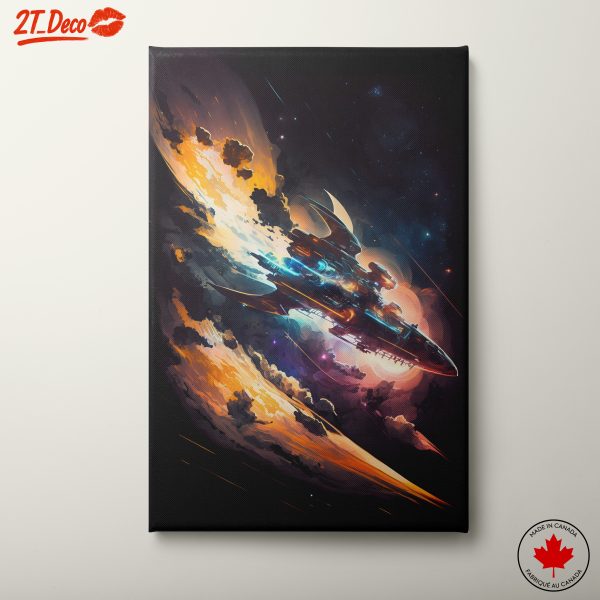 Futuristic Spacecraft in Cosmic Explosion