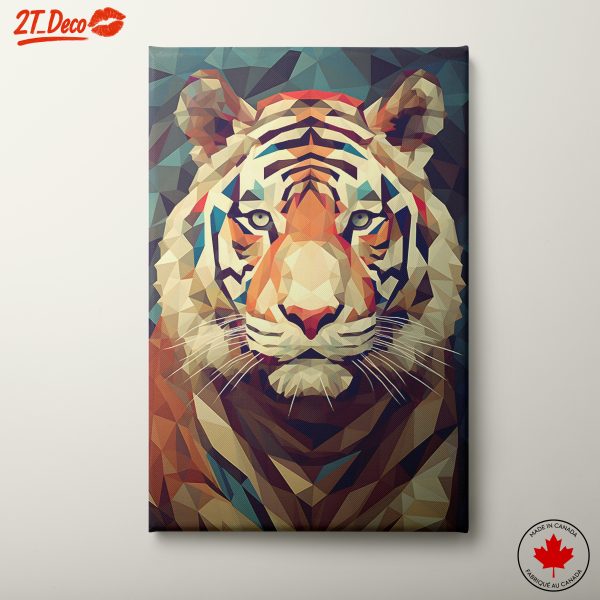 Geometric Tiger Artwork with Vibrant Colors