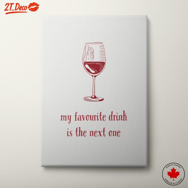 Wine Glass with Favorite Drink Quote Art
