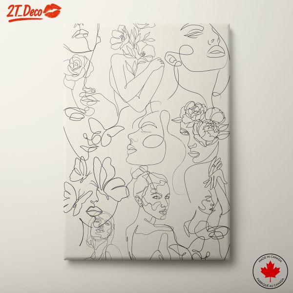 Stylized Floral and Portrait Line Art