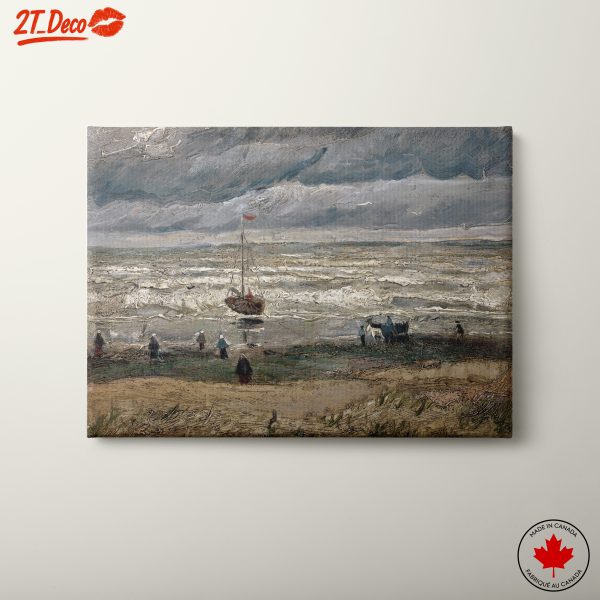 Coastal Scene with Sailing Boat and Figures