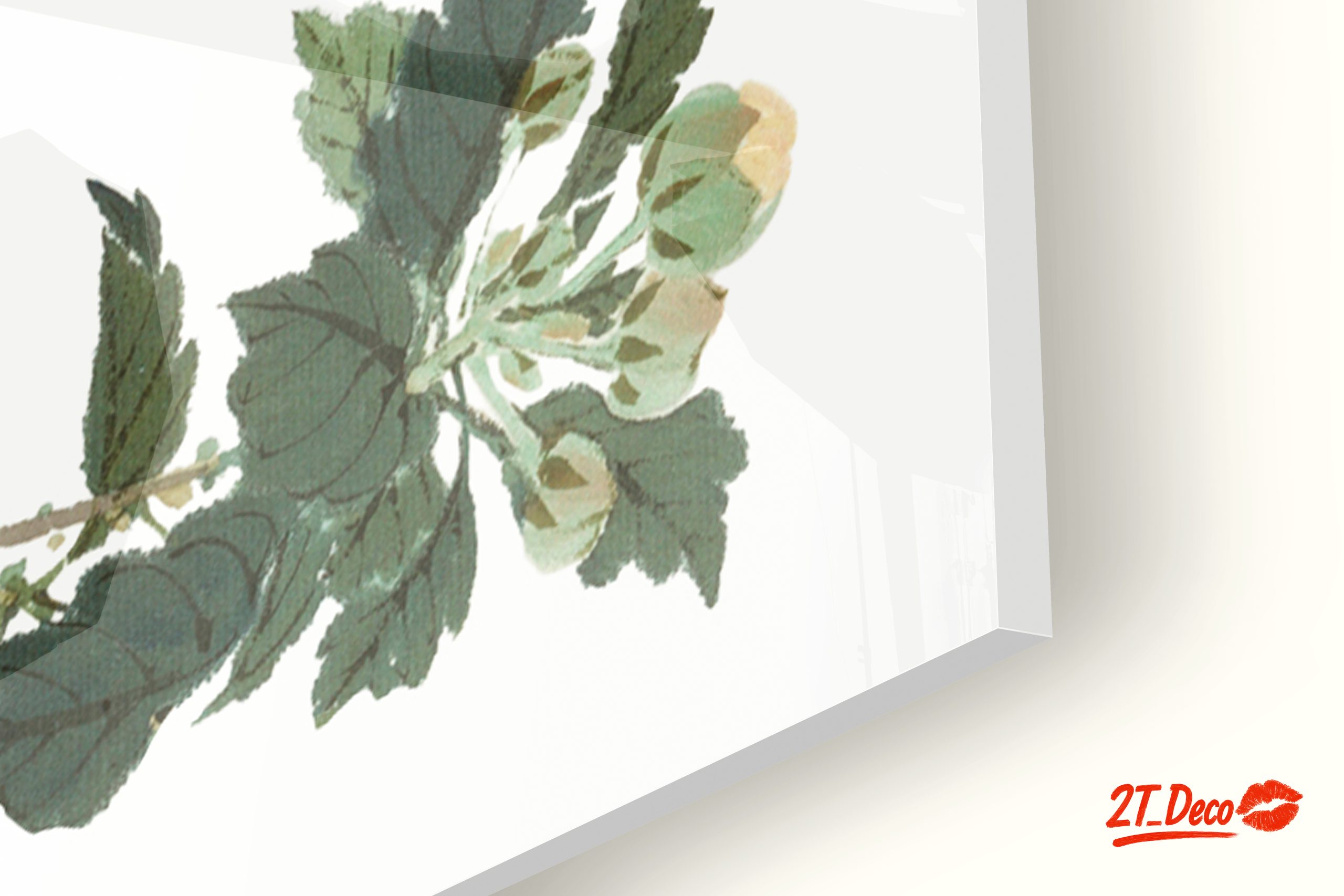 Delicate Yellow Floral Art with Green Leaves - Image 9