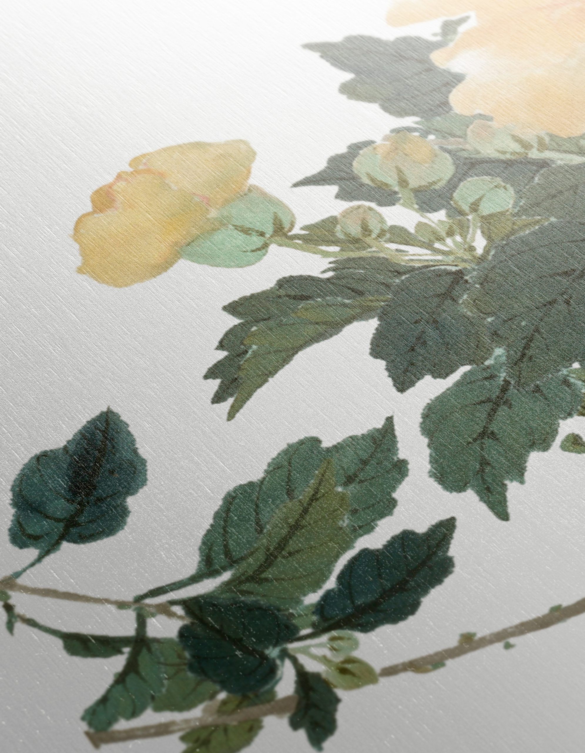 Delicate Yellow Floral Art with Green Leaves - Image 12