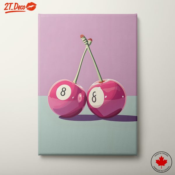 Playful Retro Cherry Billiard Balls Art