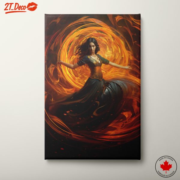 Dynamic Fantasy Dance Artwork in Fiery Colors