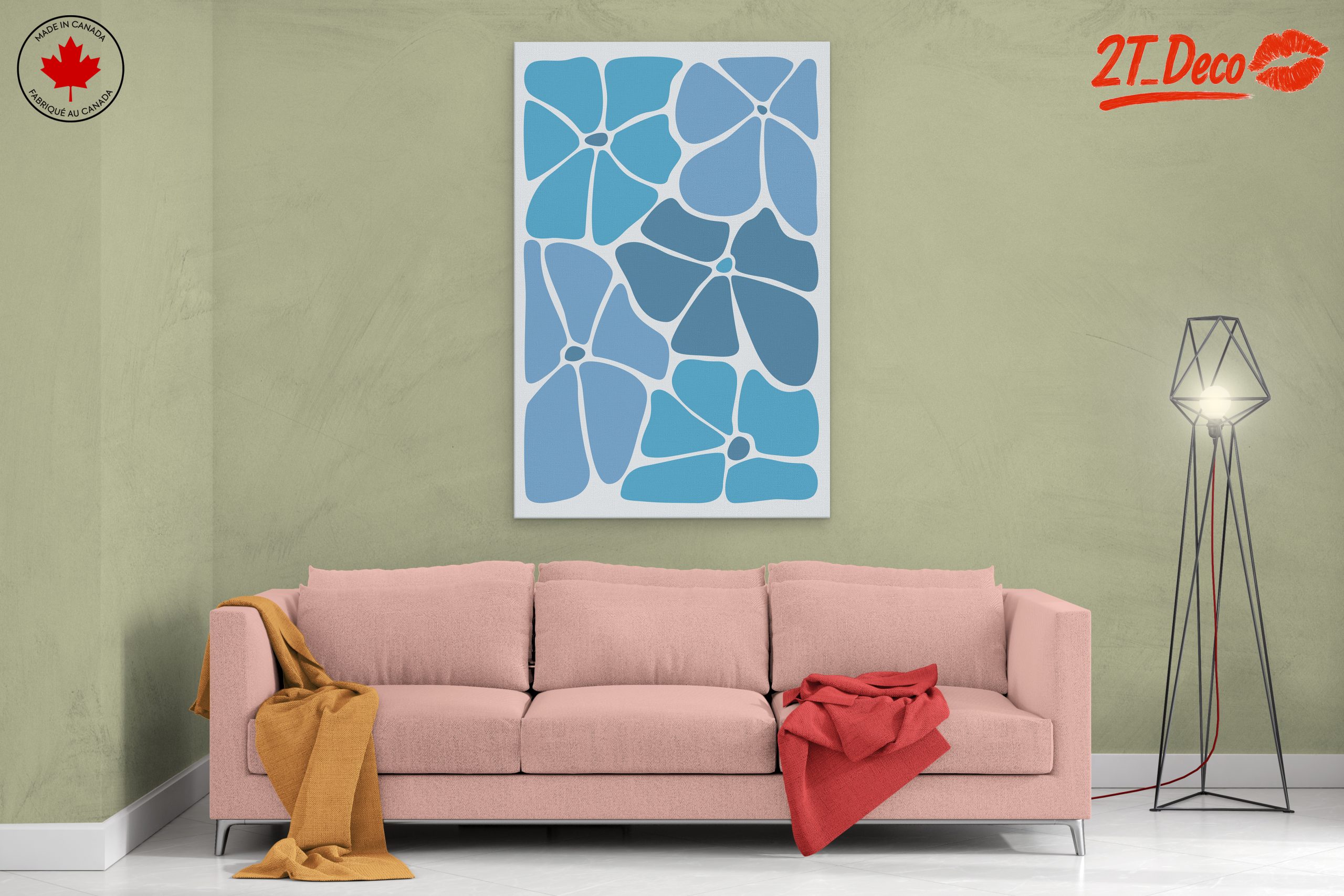 Abstract Floral Shapes in Blue - Image 2