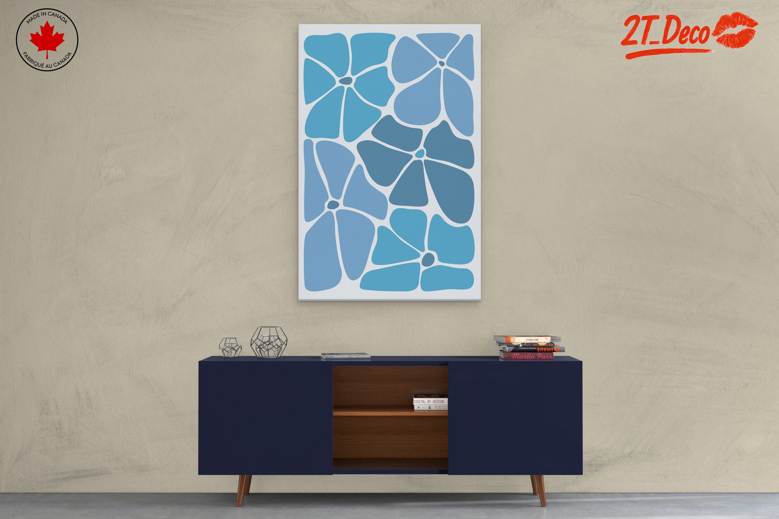 Abstract Floral Shapes in Blue - Image 3