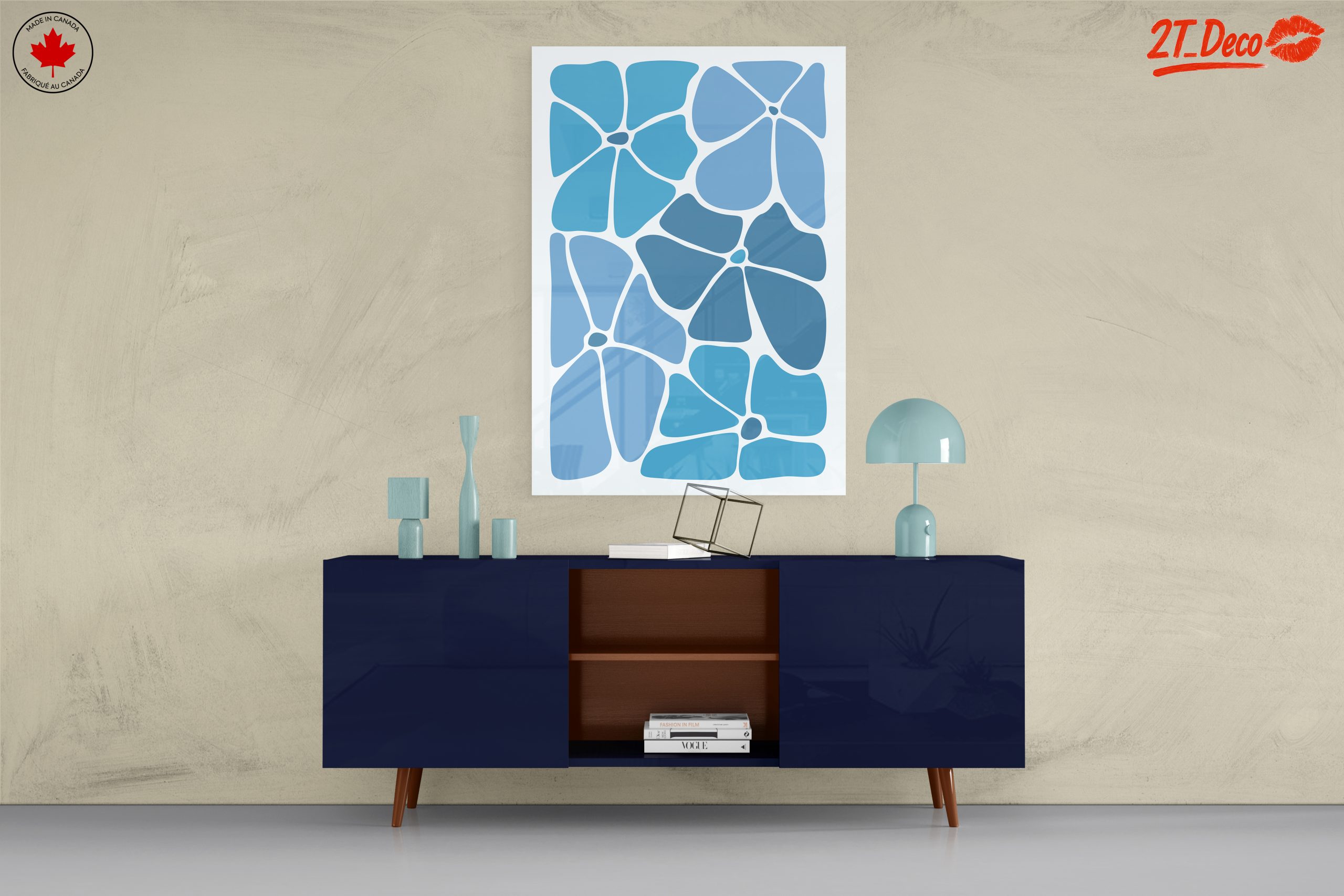 Abstract Floral Shapes in Blue - Image 8