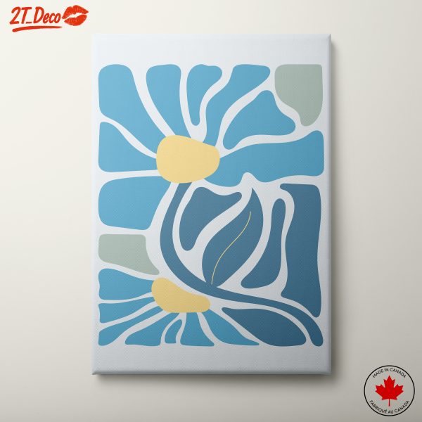 Abstract Floral Artwork with Blue and Yellow