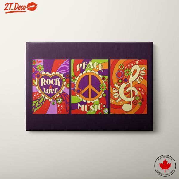 Vibrant Contemporary Pop Art Featuring Peace and Music
