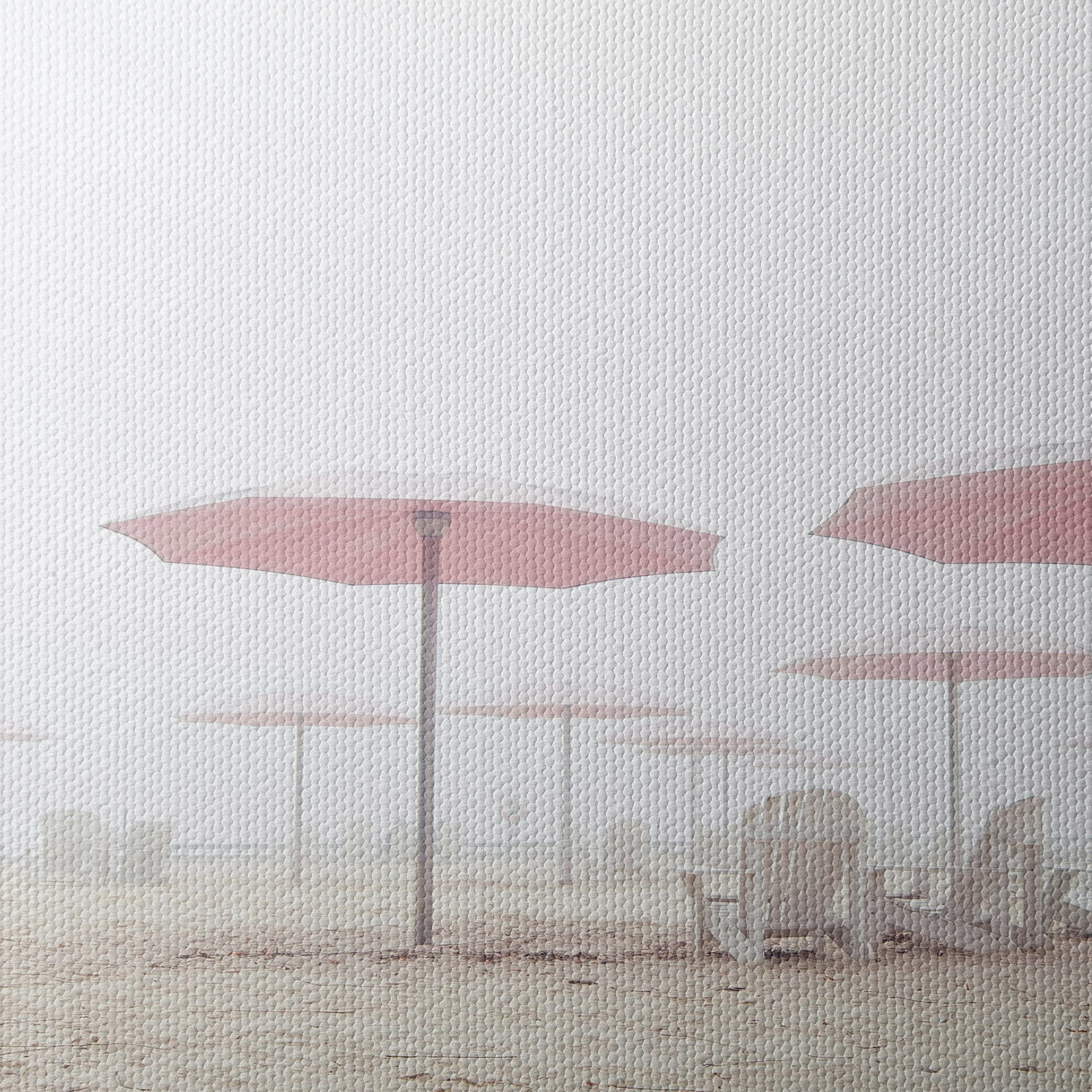 Foggy Beach Scene with Umbrellas - Image 4