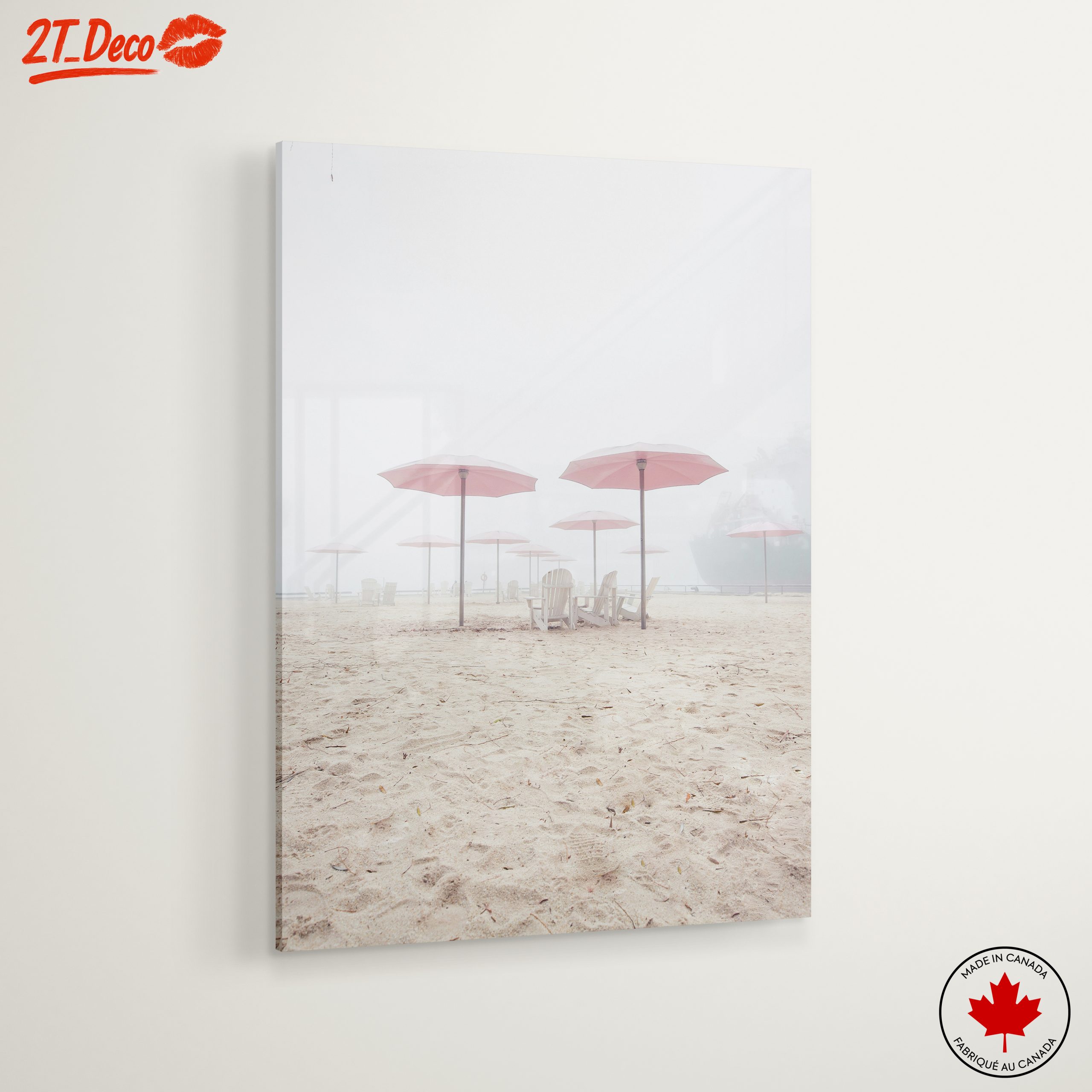 Foggy Beach Scene with Umbrellas - Image 6