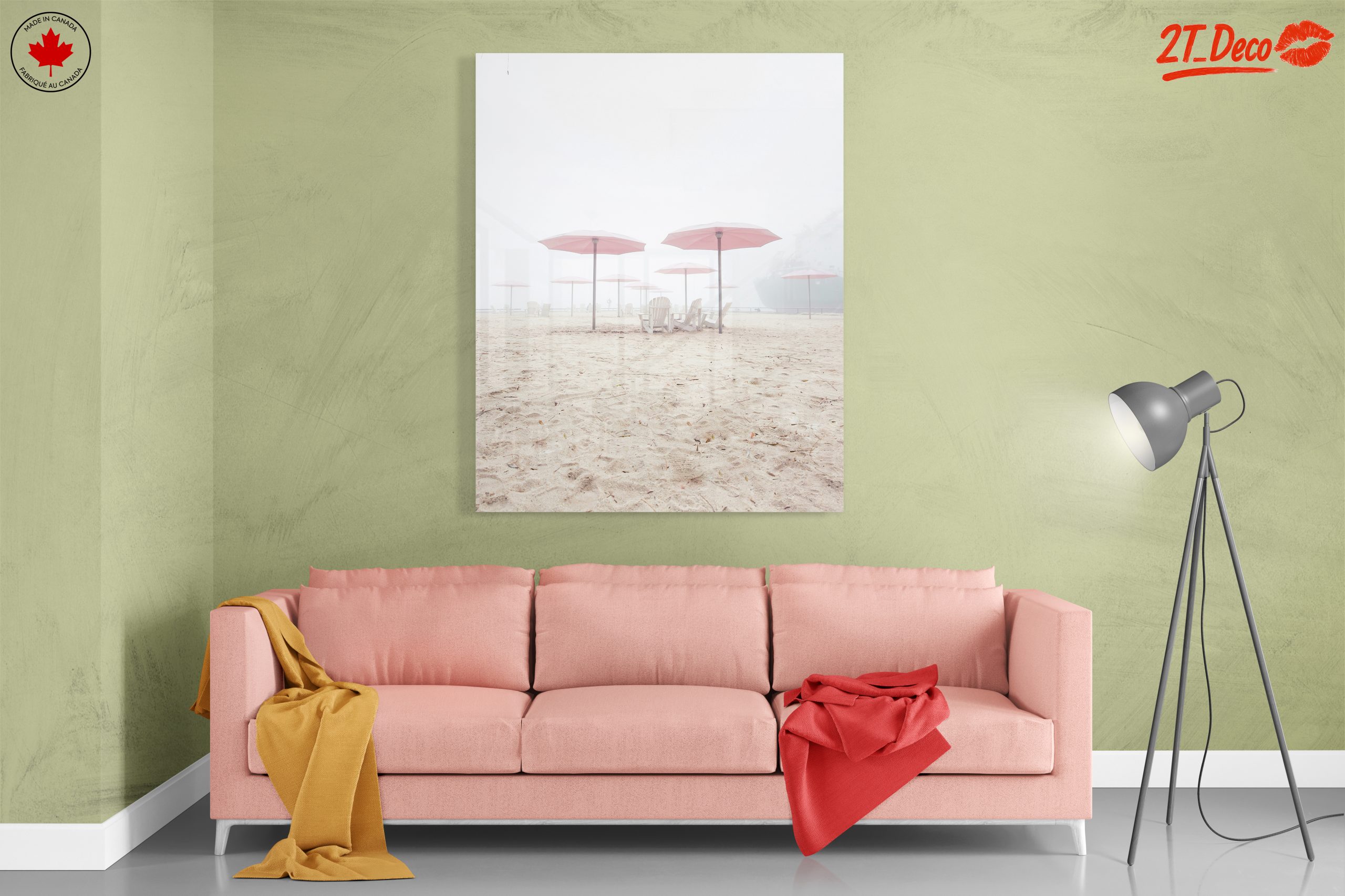 Foggy Beach Scene with Umbrellas - Image 7