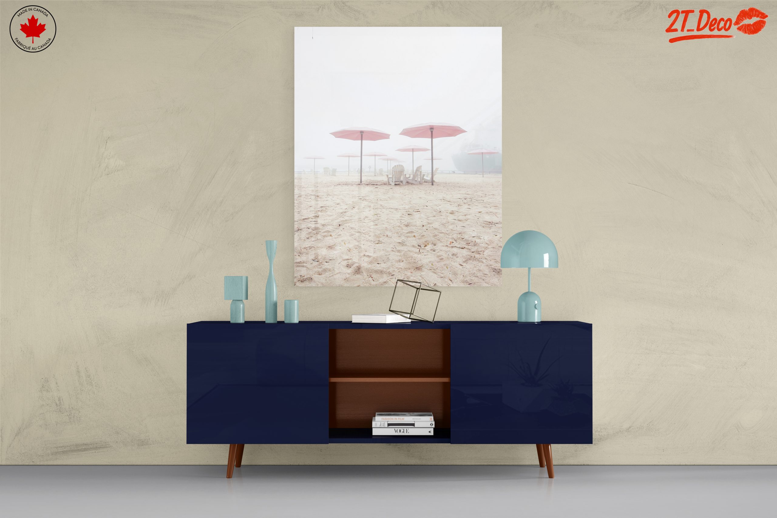 Foggy Beach Scene with Umbrellas - Image 8
