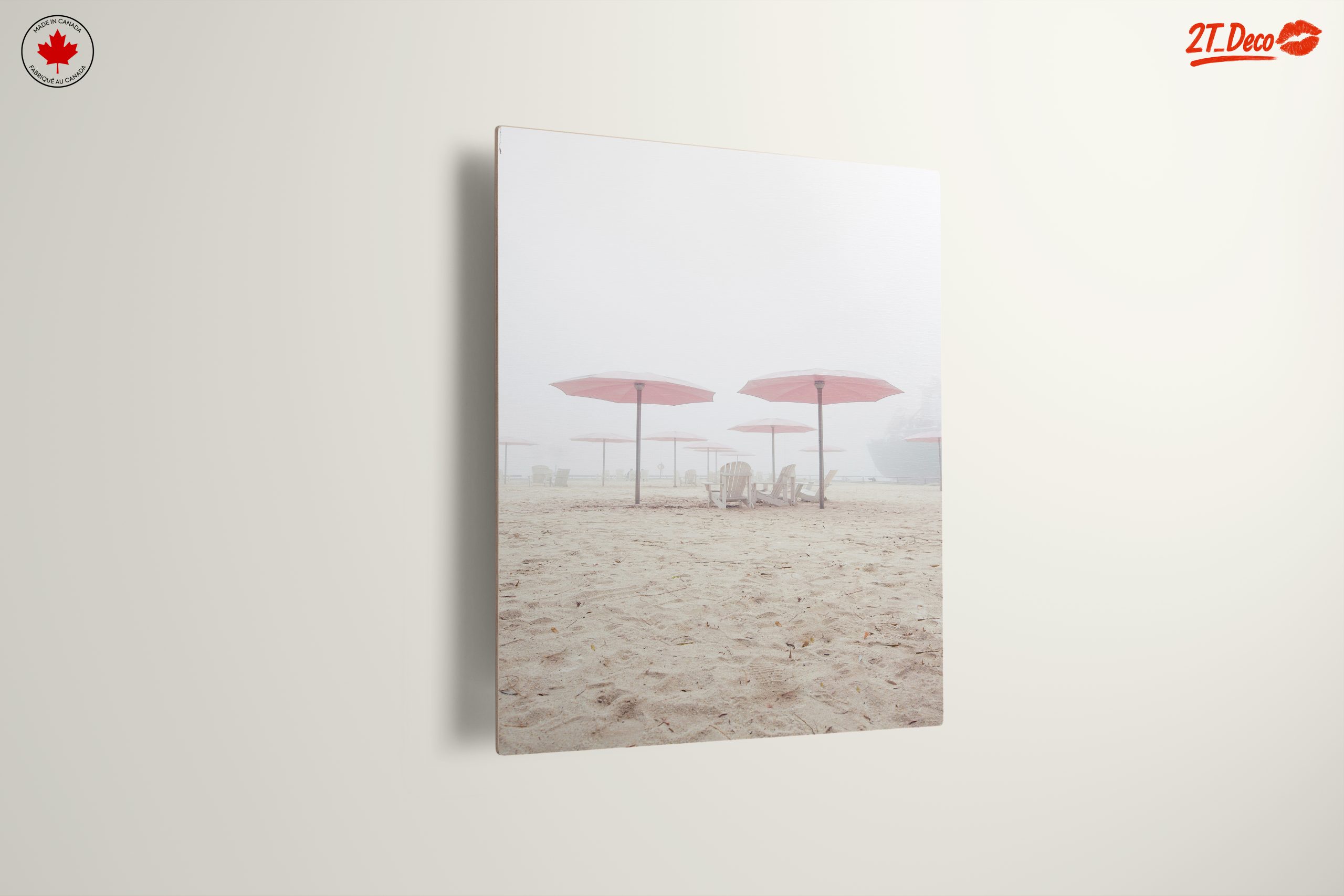 Foggy Beach Scene with Umbrellas - Image 13