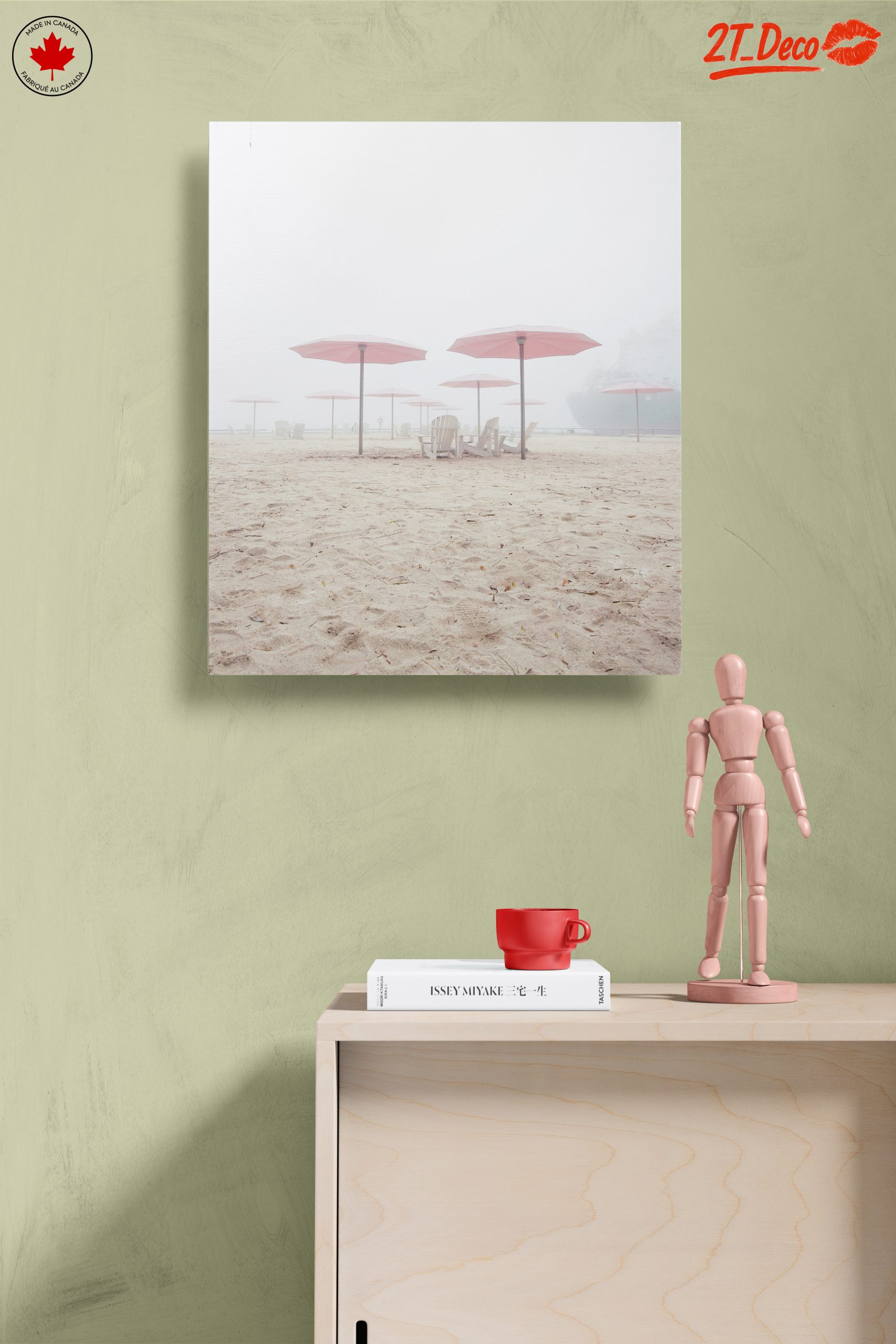 Foggy Beach Scene with Umbrellas - Image 14