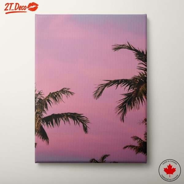 Tropical Sunset Against Pink Sky