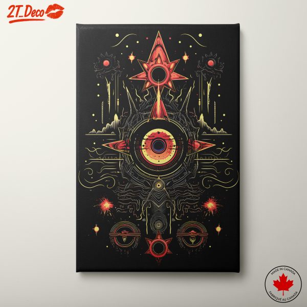 Vibrant Cosmic Abstract Art with Geometric Elements