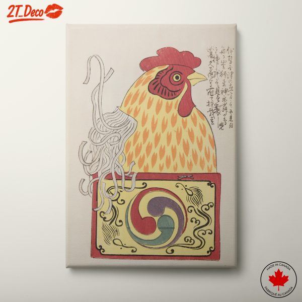 Stylized Chicken Artwork with Noodles