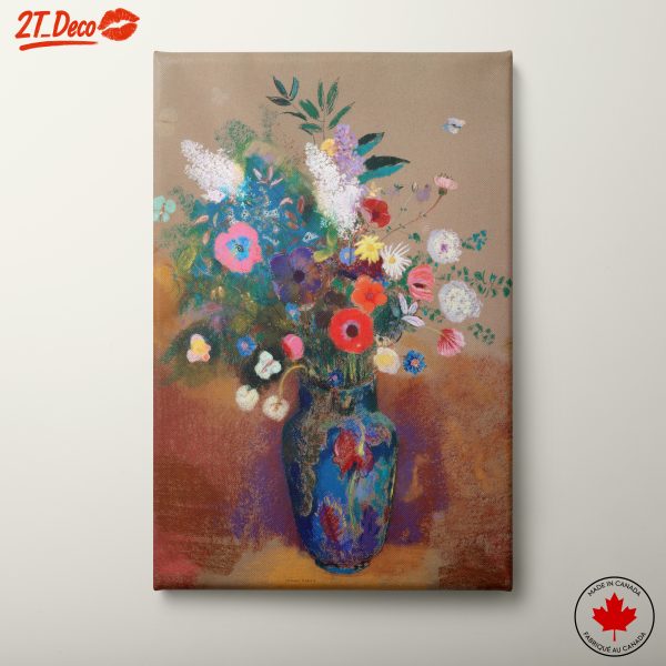 Colorful Floral Arrangement in a Blue Vase