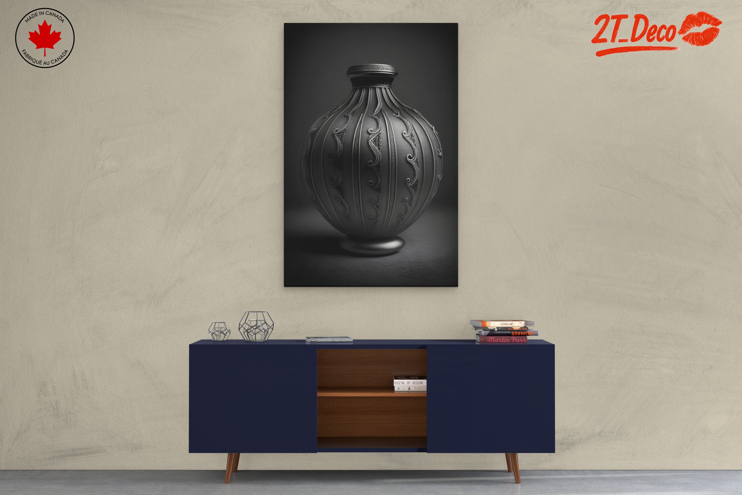 Elegant Decorative Ribbon Vase Art - Image 3
