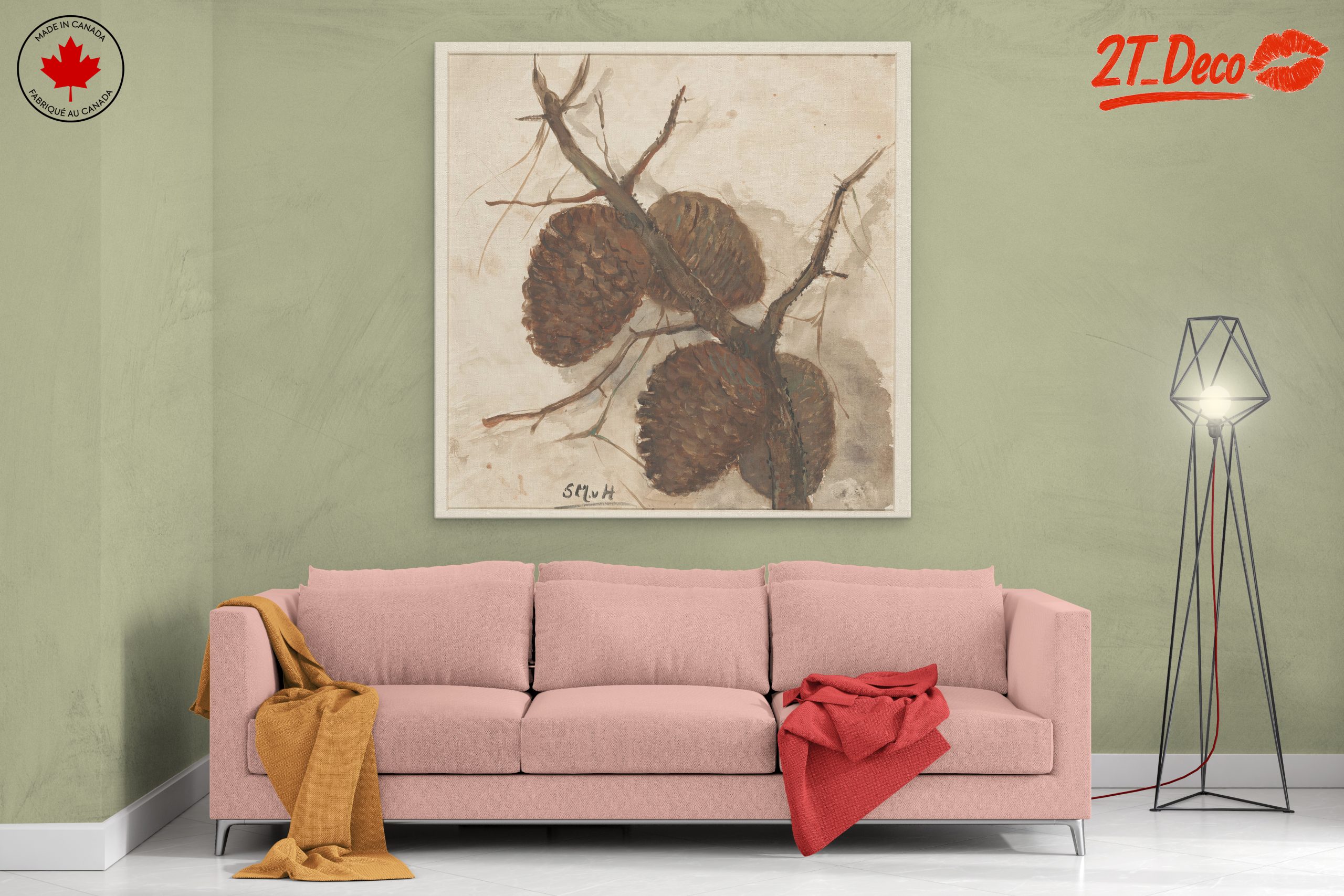 Elegant Botanical Pine Cone Art - Image 2
