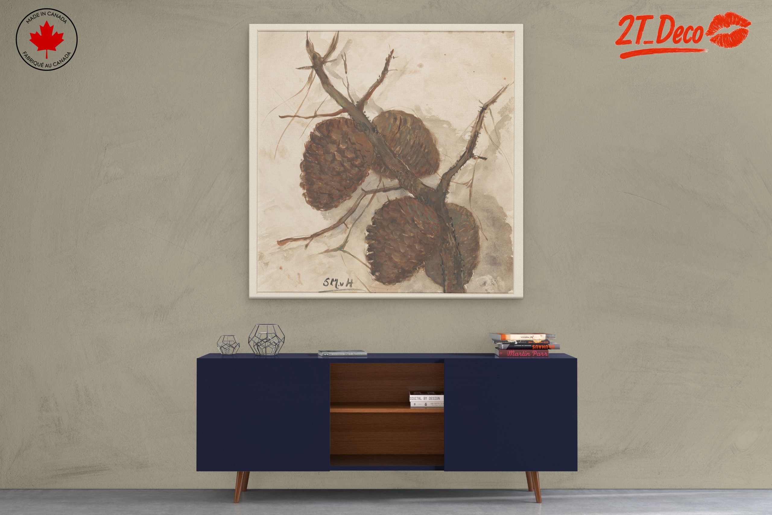 Elegant Botanical Pine Cone Art - Image 3