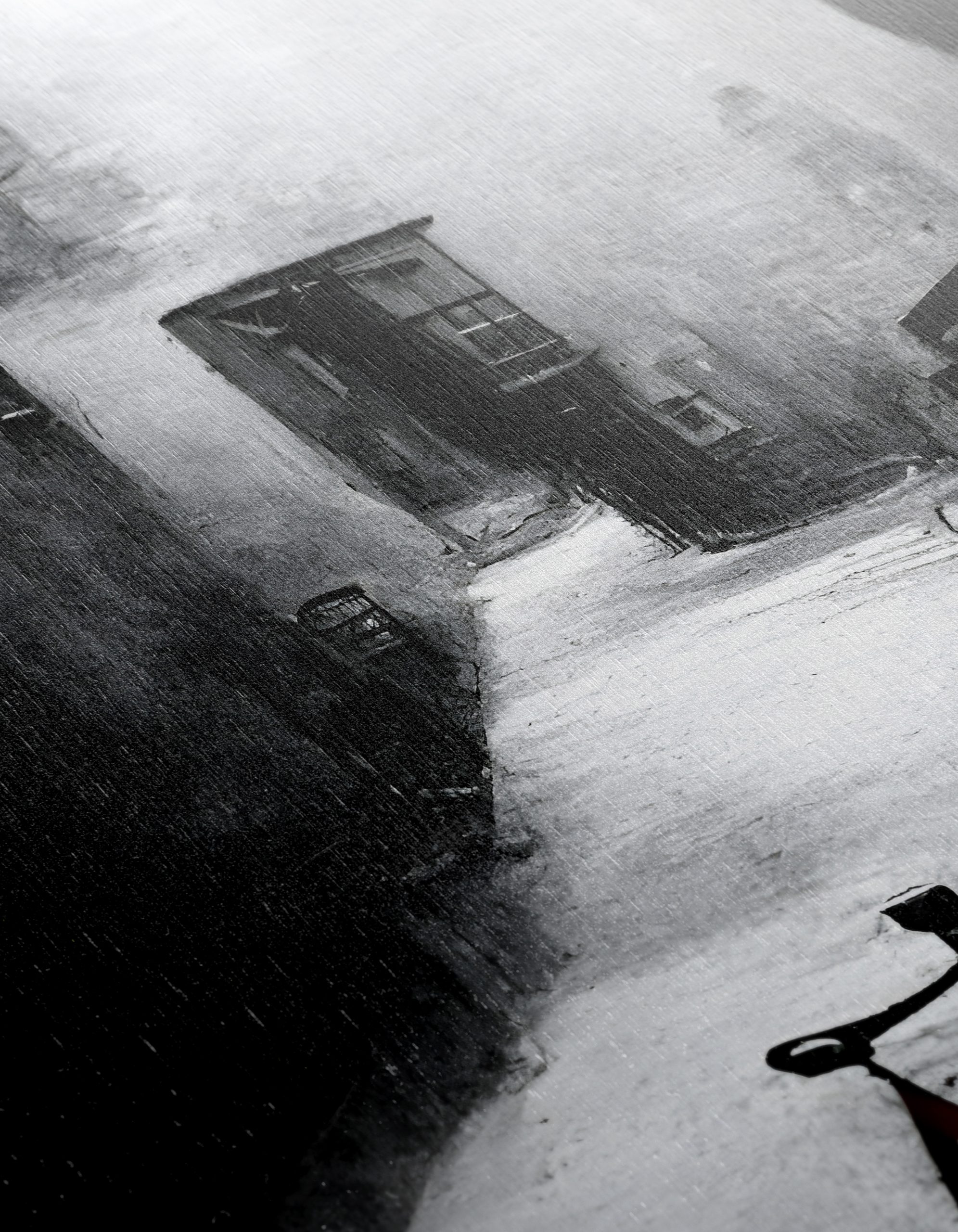 Black and White Urban Alley with Red Bicycle - Image 12